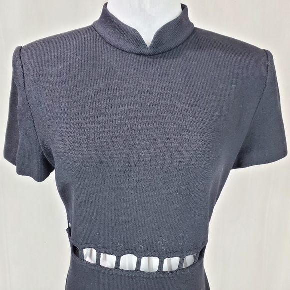 Vtg. St.John Santana Knit Sexy Black Cut Out Maxi Classy Black Tie Formal Dress - Picture 12 of 16